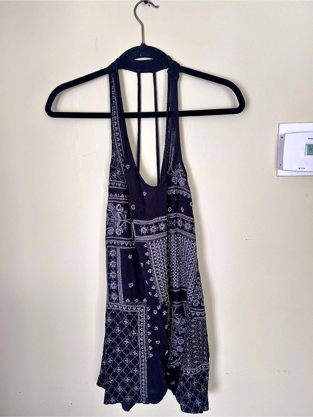 Free People Bellini Patchwork Cami Black & White Mini Dress